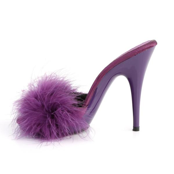 Sale POISE-501F Fabulicious ladies platform marabou sandal purple satin marabou fur 38