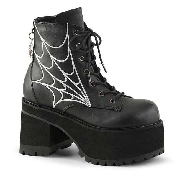 Sale RANGER-105 DemoniaCult platform ankle boot black vegan leather spider web 42