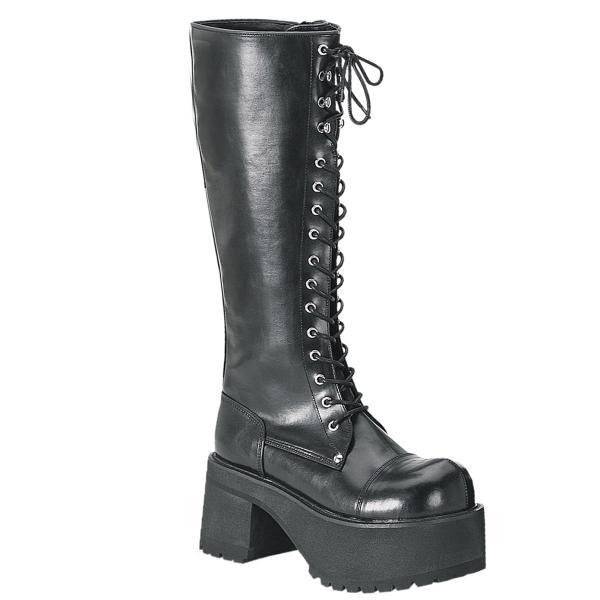 RANGER-302 DemoniaCult platform unisex boot black vegan leather front lace-up