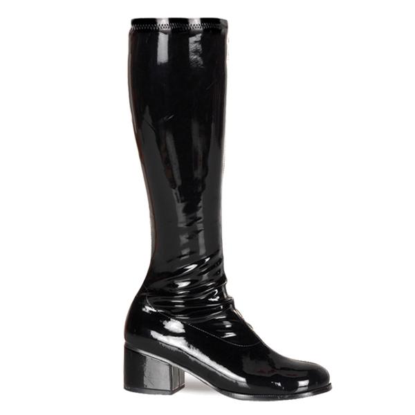 RETRO-300 Funtasma ladies retro gogo block heel stretch boot black patent