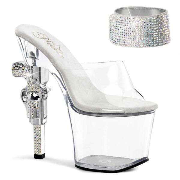 Sale REVOLVER-712 Pleaser ladies high heels covered ankle cuff rhinestone heel clear 41