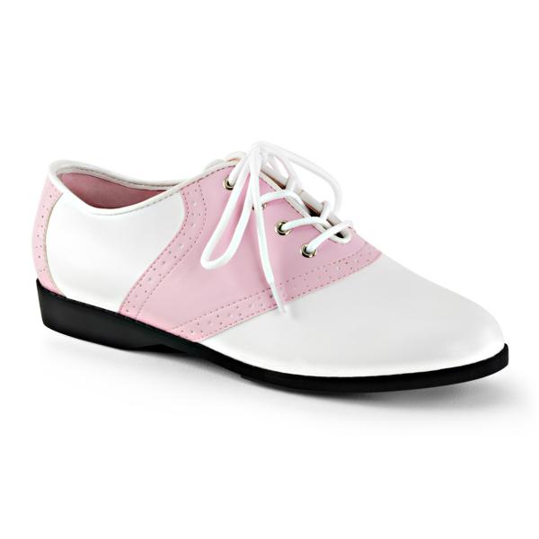 SADDLE-50 Funtasma front lace saddle shoes retro Grease Costumes baby pink white matte