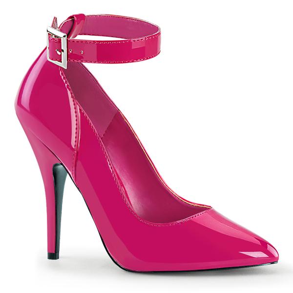 SEDUCE-431 sexy Pleaser Stilettoabsatz High-Heels Fesselriemchen Pumps hotpink Lack