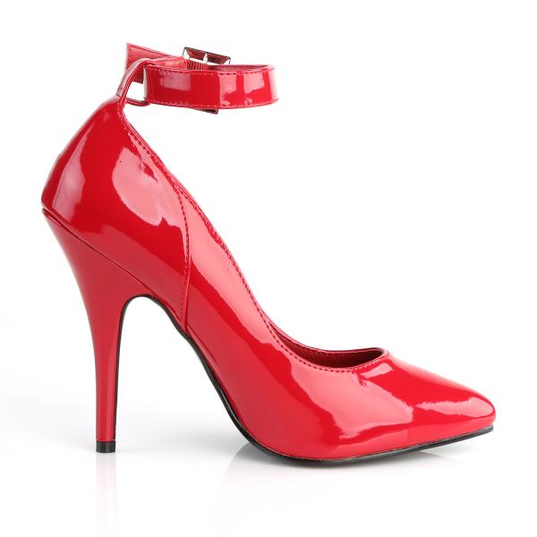 Sale SEDUCE-431 Pleaser high heels ankle strap pump red patent 38