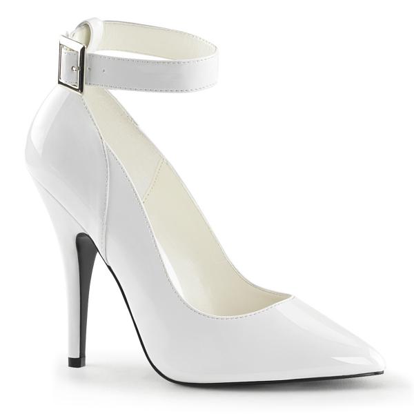SEDUCE-431 Pleaser high heels ankle strap pump white patent