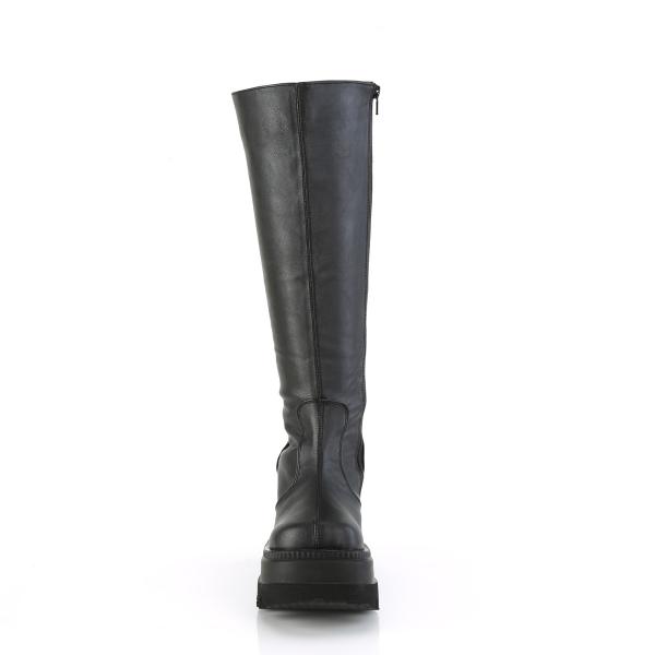 Auktion SHAKER-100WC DemoniaCult wedge wide calf platform knee high boot black matte 42