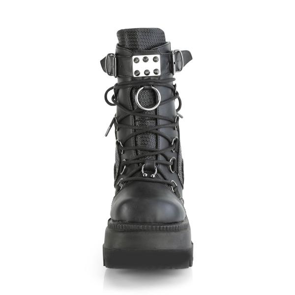 Sale SHAKER-60 DemoniaCult Keilplateau Stiefeletten schwarz Lederoptik Kontrasteinsätze 39