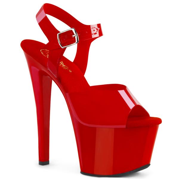 SKY-308N Pleaser High-Heels Plateausandaletten weiche Riemchen rot