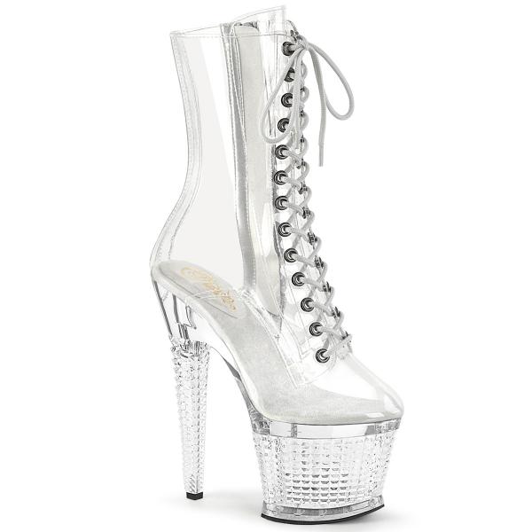 SPECTATOR-1040C Pleaser vegan transparent high heels peep toe ankle boot