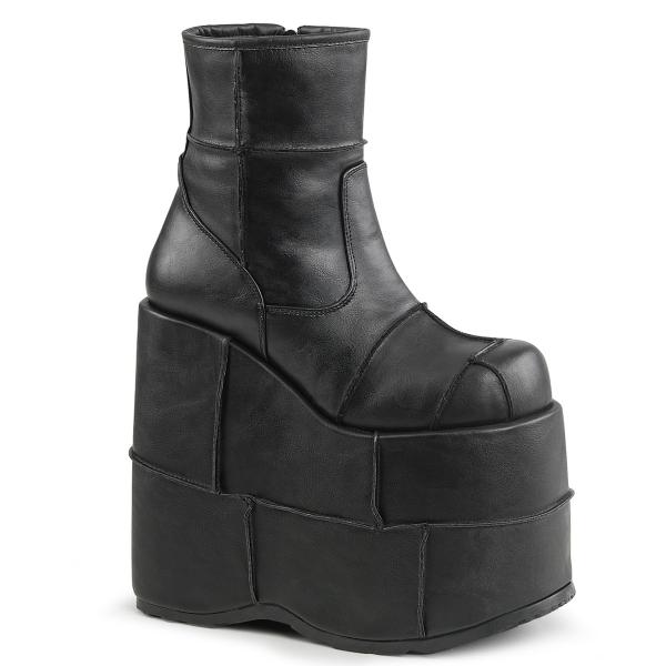 Sale STACK-201 DemoniaCult Damen Herren Plateau Stiefel Flicken Optik schwarz Lederoptik 42