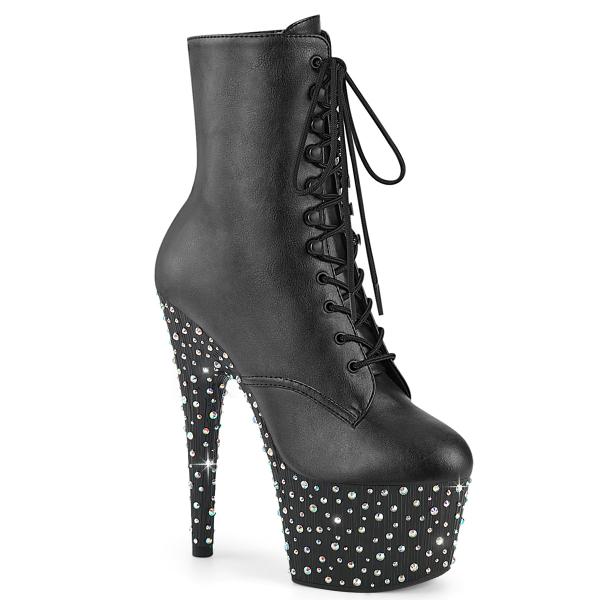 STARDANCE-1020 Pleaser High Heels Plateaustiefeletten schwarz Multi silber Strass