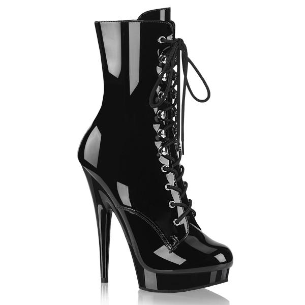 SULTRY-1020 Fabulicious ladies platform ankle boot lace-up black patent