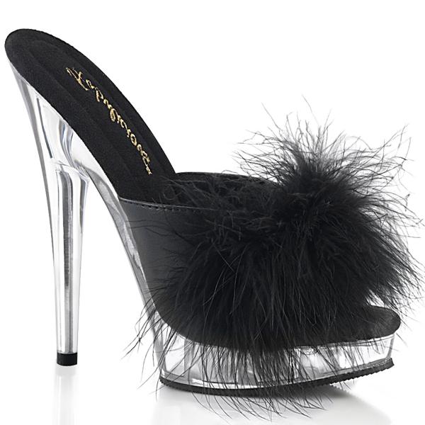 SULTRY-601F Fabulicious ladies vegan platform high heels black marabou fur