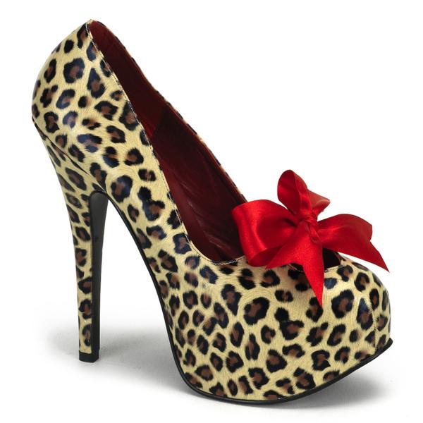 Sale TEEZE-12 Bordello concealed platform pump ribbon bow cheetah print matte 38