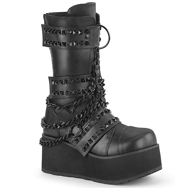 Sale TRASHVILLE-138 DemoniaCult Unisex wadenhohe Stiefel Nieten Ring schwarz Lederoptik 38