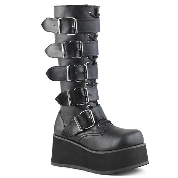 Sale TRASHVILLE-518 DemoniaCult Damen Herren Riemchen-Plateaustiefel schwarz Lederoptik 39