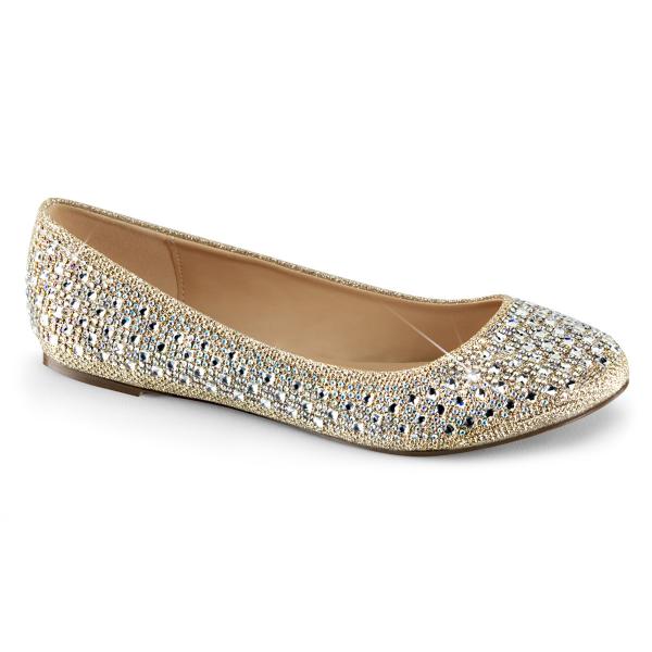 TREAT-06 Fabulicious elegante Damen Ballerina Schuhe Strasssteinchen haut Glitter Gewebe