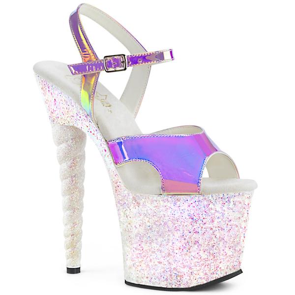 UNICORN-711LG Pleaser High-Heels Plateausandaletten Einhornabsatz lila opal Glitter