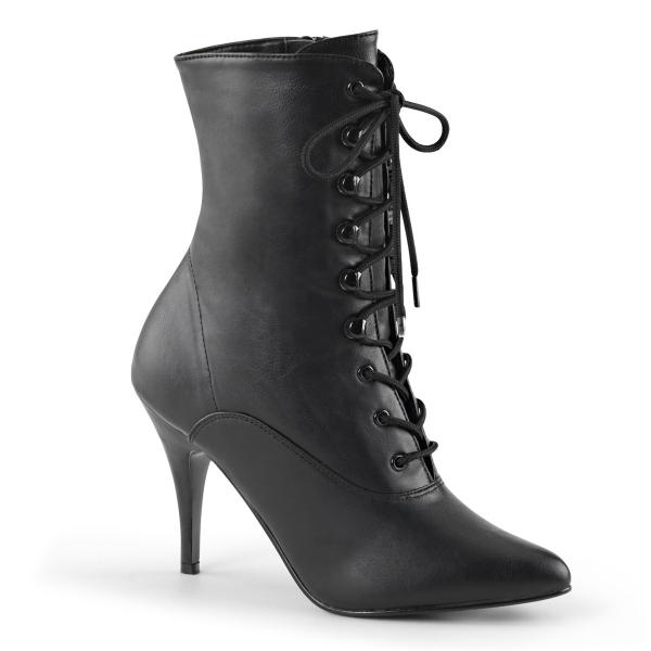 Sale VANITY-1020 Pleaser high heels lace up ankle boots black matte 38