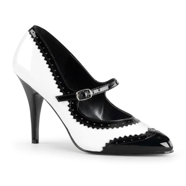 Sale VANITY-442 Pleaser high heels spectator Mary Jane pump black-white patent 35