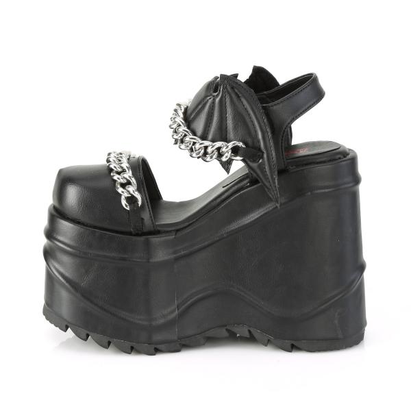 Sale WAVE-20 DemoniaCult wedge platform bat ankle strap sandal moon chain black matte 38