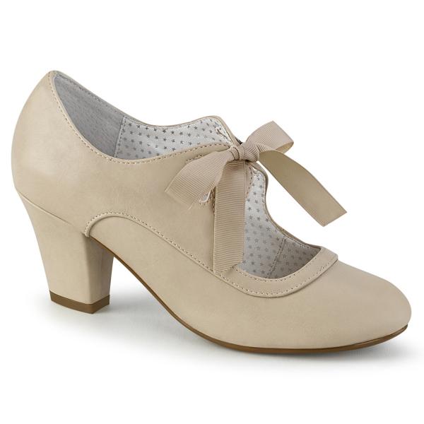 WIGGLE-32 Pin Up Couture veganer Mary Jane Damen Pumps Herz Cutouts beige Lederoptik