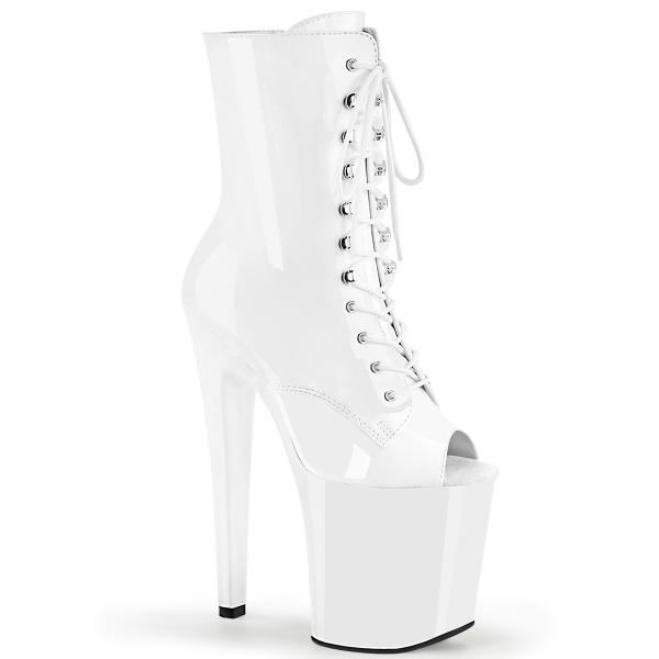 XTREME-1021 Pleaser vegan high heels platform ankle boot white patent