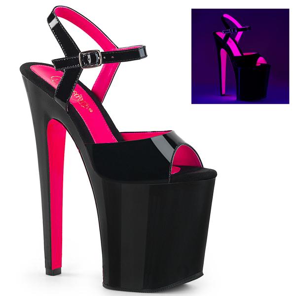 XTREME-809TT Pleaser High-Heels Plateausandaletten schwarz neon uv hotpink