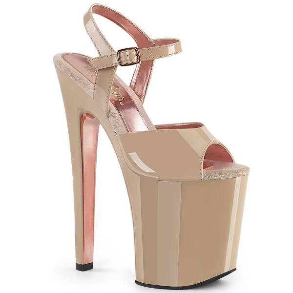 XTREME-809TT Pleaser High-Heels Plateausandaletten haut Lack rosegold Chrom