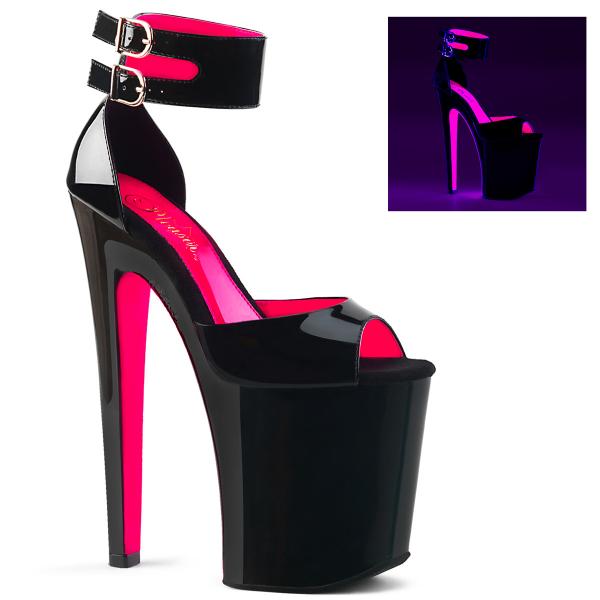 XTREME-875TT Pleaser High-Heels Plateausandaletten schwarz schwarz neon uv hotpink