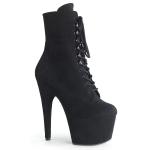 Sale ADORE-1020FS Pleaser High-Heels Plateaustiefeletten schwarz Velours Schnürung vorn 38