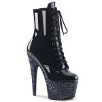 Sale ADORE-1020LG Pleaser High-Heels Plateaustiefeletten schwarz Lack Multiglitter Gr 42