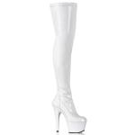 Sale ADORE-3000 Pleaser High-Heels Plateau Overkneestiefel weiß Stretchlack 39