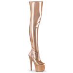 Sale ADORE-3000HWR Pleaser high heels thigh high boot rose gold stretch hologram 40