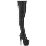 Sale ADORE-3850 Pleaser High Heels Plateauoverkneestiefel schwarz Stretch Lederoptik 41