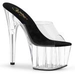 Sale ADORE-701 Pleaser Damen High-Heel Plateaupantoletten klar schwarz Größe 38