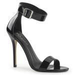 Sale AMUSE-10 Pleaser High-Heels Sandaletten schwarz Lack mit Fesselriemchen 40