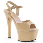 Sale ASPIRE-609 Pleaser vegane High-Heels Plateausandaletten creme Lack 38