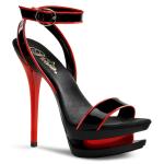 Sale BLONDIE-631-2 Pleaser high heels platform wrap around two-tone sandal black red patent 38