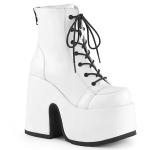 Sale CAMEL-203 DemoniaCult platform lace-up ankle boot white matte metal back zip 37