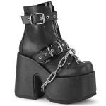 Sale CAMEL-205 DemoniaCult vegan platform ankle boot metal padlock chain black matte 41