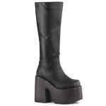 Sale CAMEL-280 DemoniaCult patchwood platform ladies patchwood knee high boot black matte 37