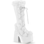 Sale CAMEL-311 DemoniaCult platform knee boot white matte fur lining 38