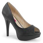 Auktion CHLOE-01 chice Pleaser Damen High-Heels Peep-Toe Plateaupumps schwarz Lederoptik 43