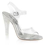 Sale CLEARLY-408MG Fabulicious high heels platform ankle strap sandal clear lucite mini glitters 35