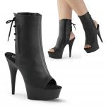 Sale DELIGHT-1018 Pleaser High Heels Peep-Toe Plateaustiefeletten schwarz Lederoptik 41