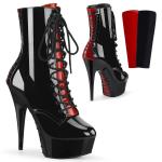 Auktion DELIGHT-1020FH Pleaser High-Heels Plateaustiefeletten schwarz-rot Korsettschnürung 42