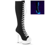 Sale DELIGHT-2000SK-02 Pleaser vegan knee high canvas sneaker boot white blacklight uv reactive 38