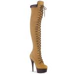 Sale DELIGHT-3000TL Pleaser vegan lace-up front over-the-knee boot tan nubuck 35