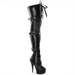 Auktion DELIGHT-3028 Pleaser High Heels platform thigh high boot triple buckles black 43